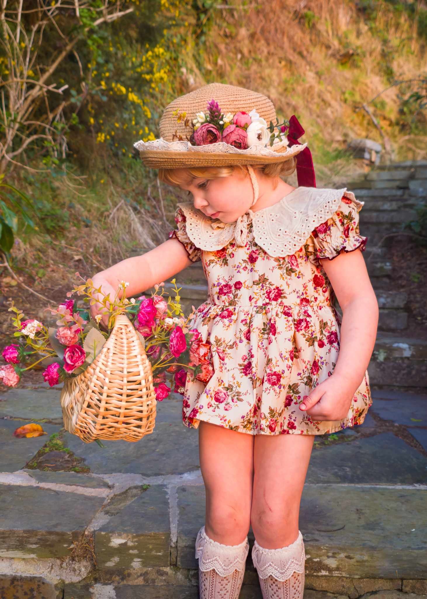 Vintage woodland rose romper
