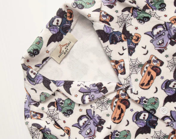 PRE ORDER Halloween cars buttoned pyjamas (latest dispatch 20th of October)