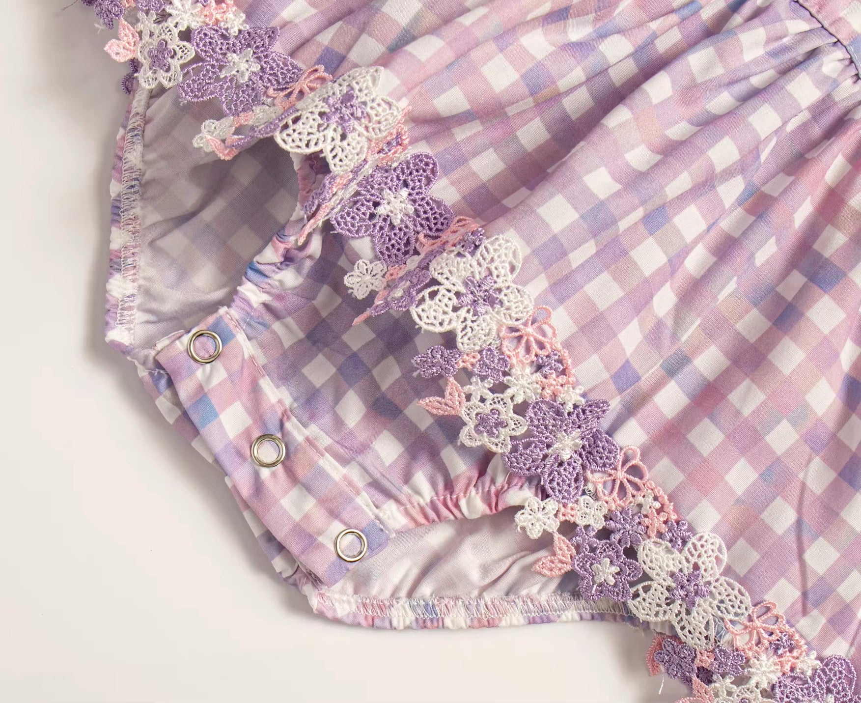 Lilac daise gingham romper