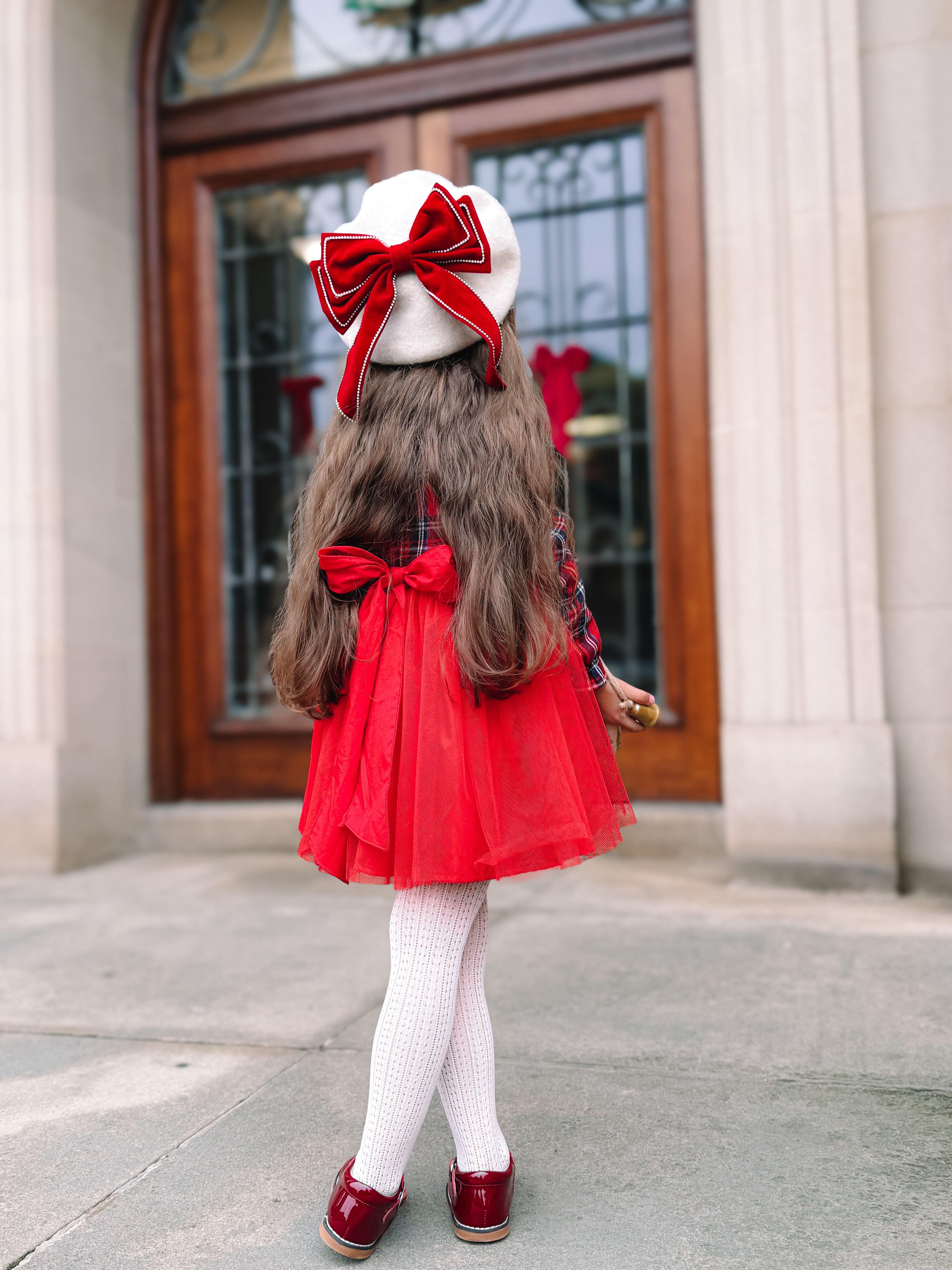 Tartan tulle tie back dress