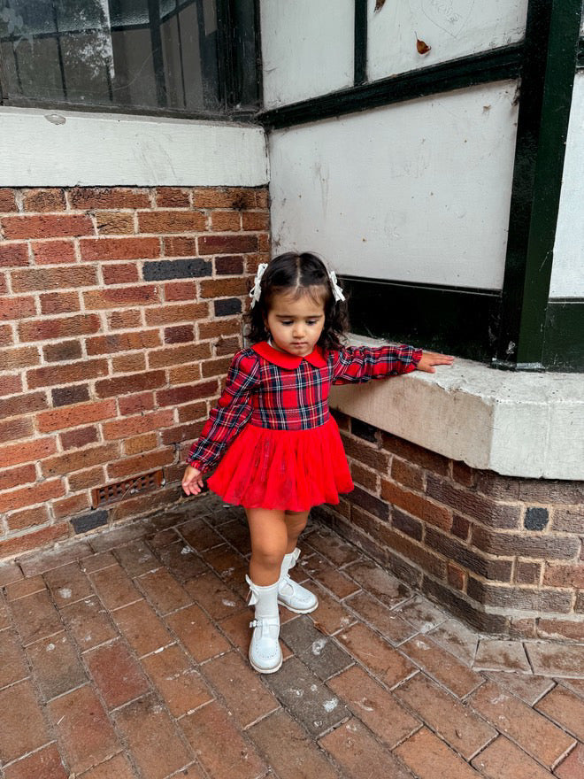 Tartan tulle tie back romper