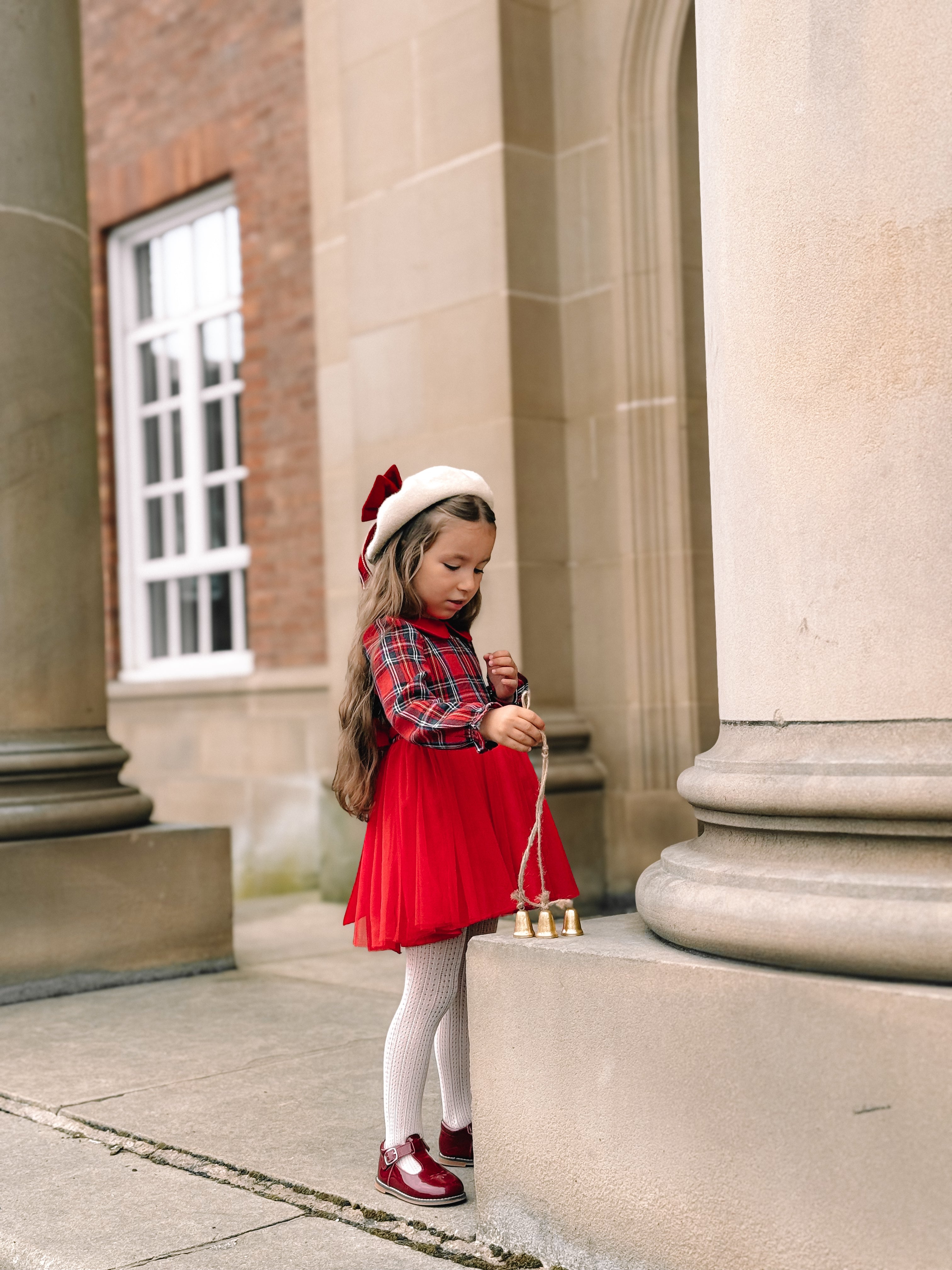 Tartan tulle tie back dress