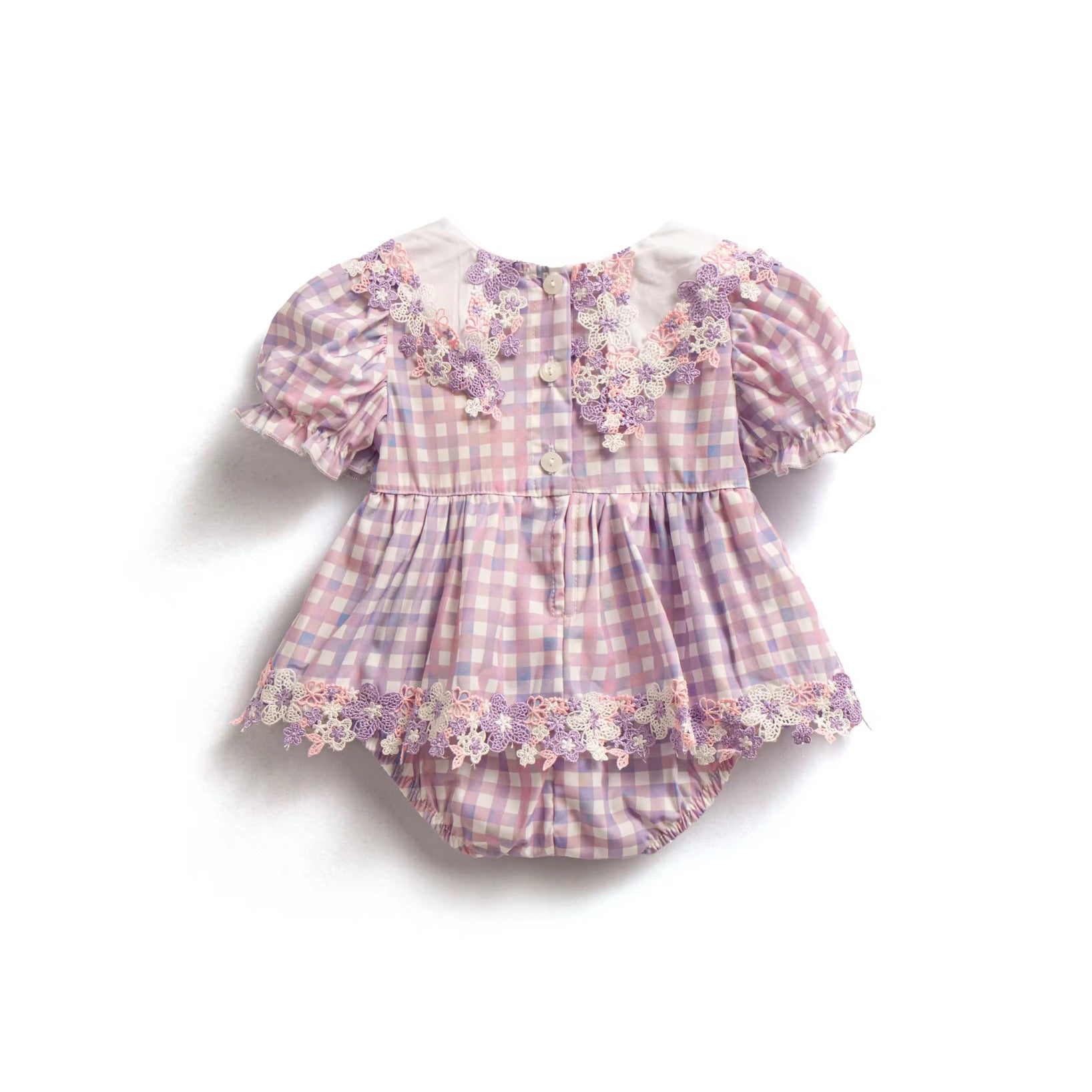 Lilac daise gingham romper