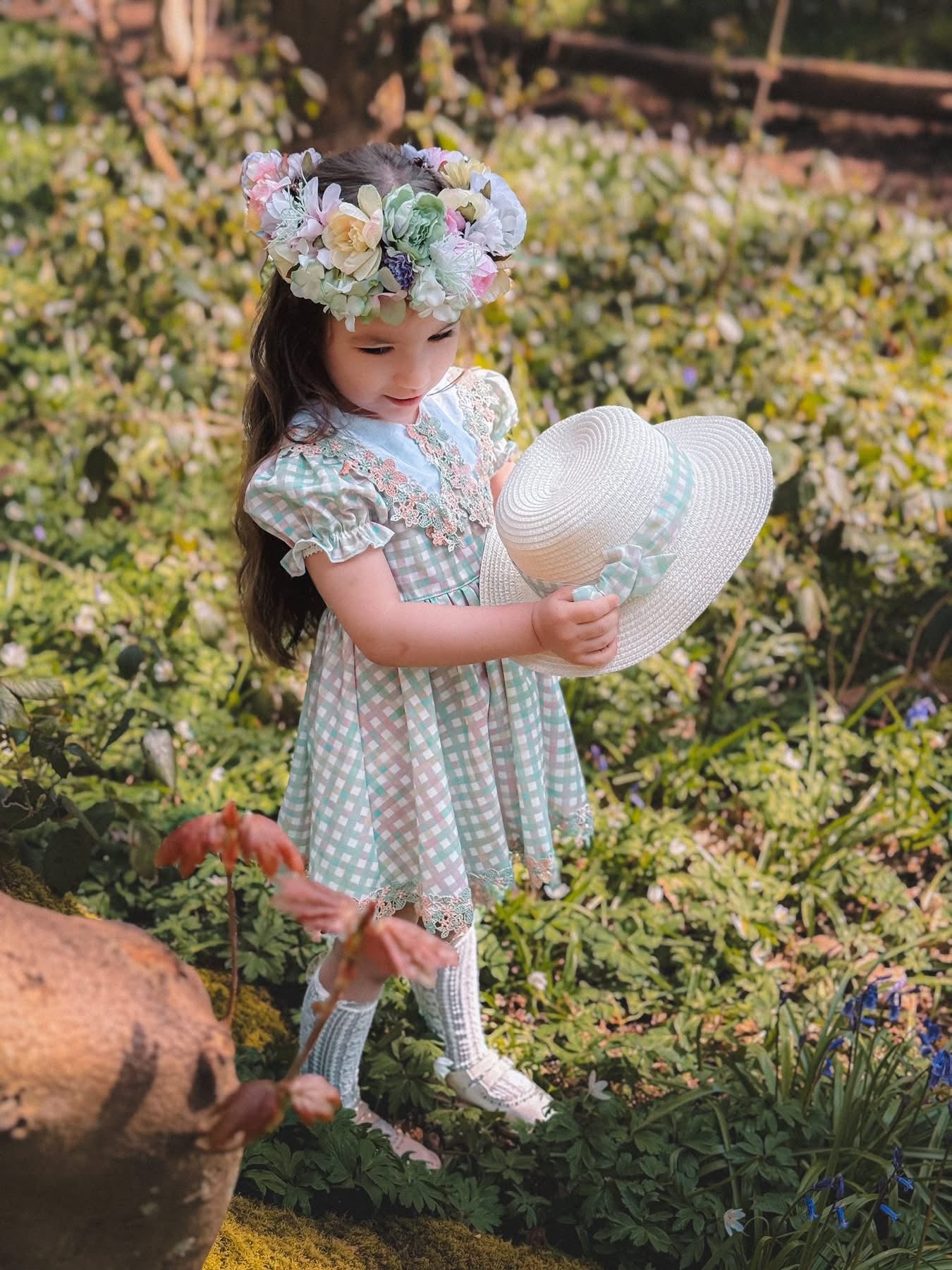 Sage daise gingham dress