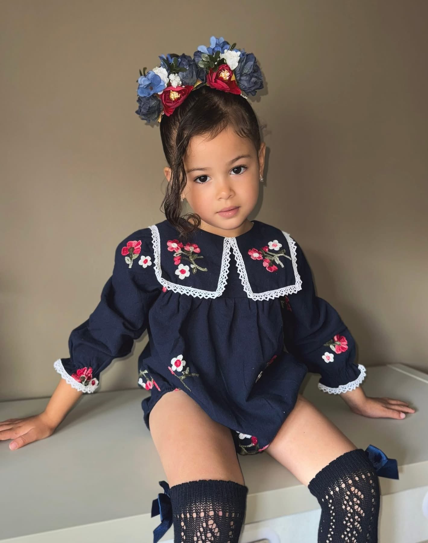 Violet brushed cotton romper