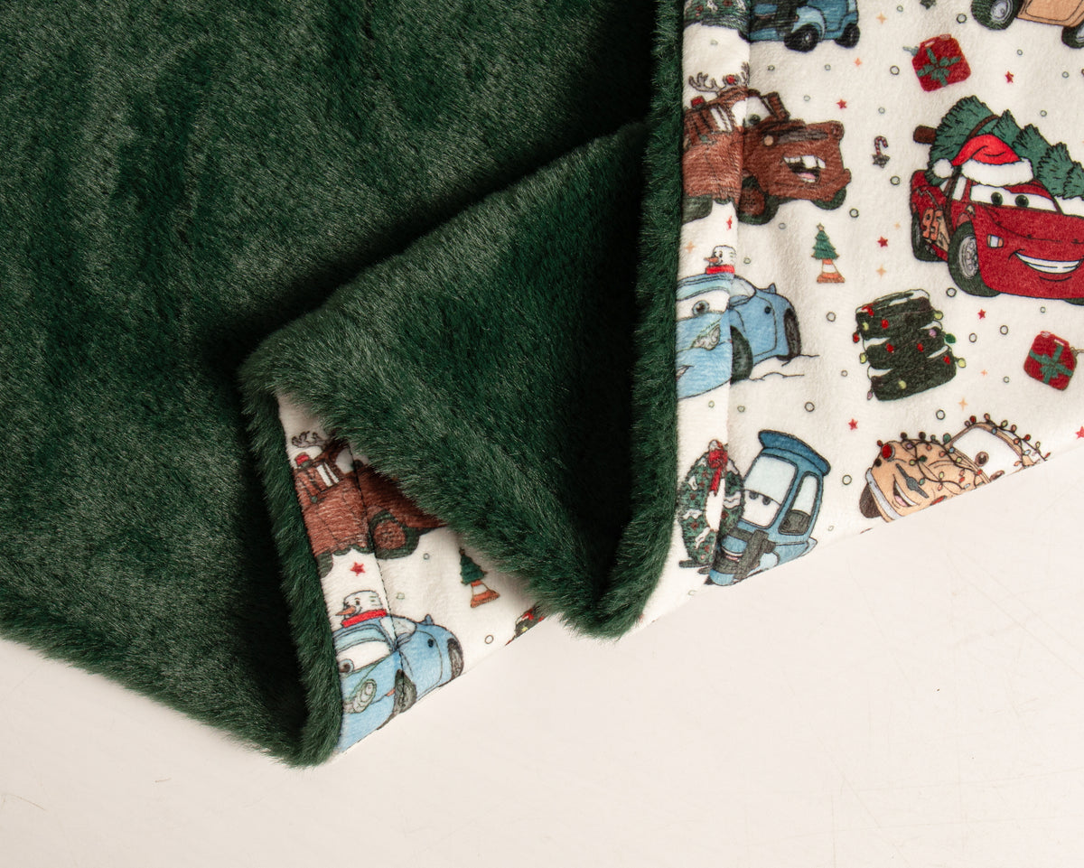 Cars Christmas fleece lined blanket