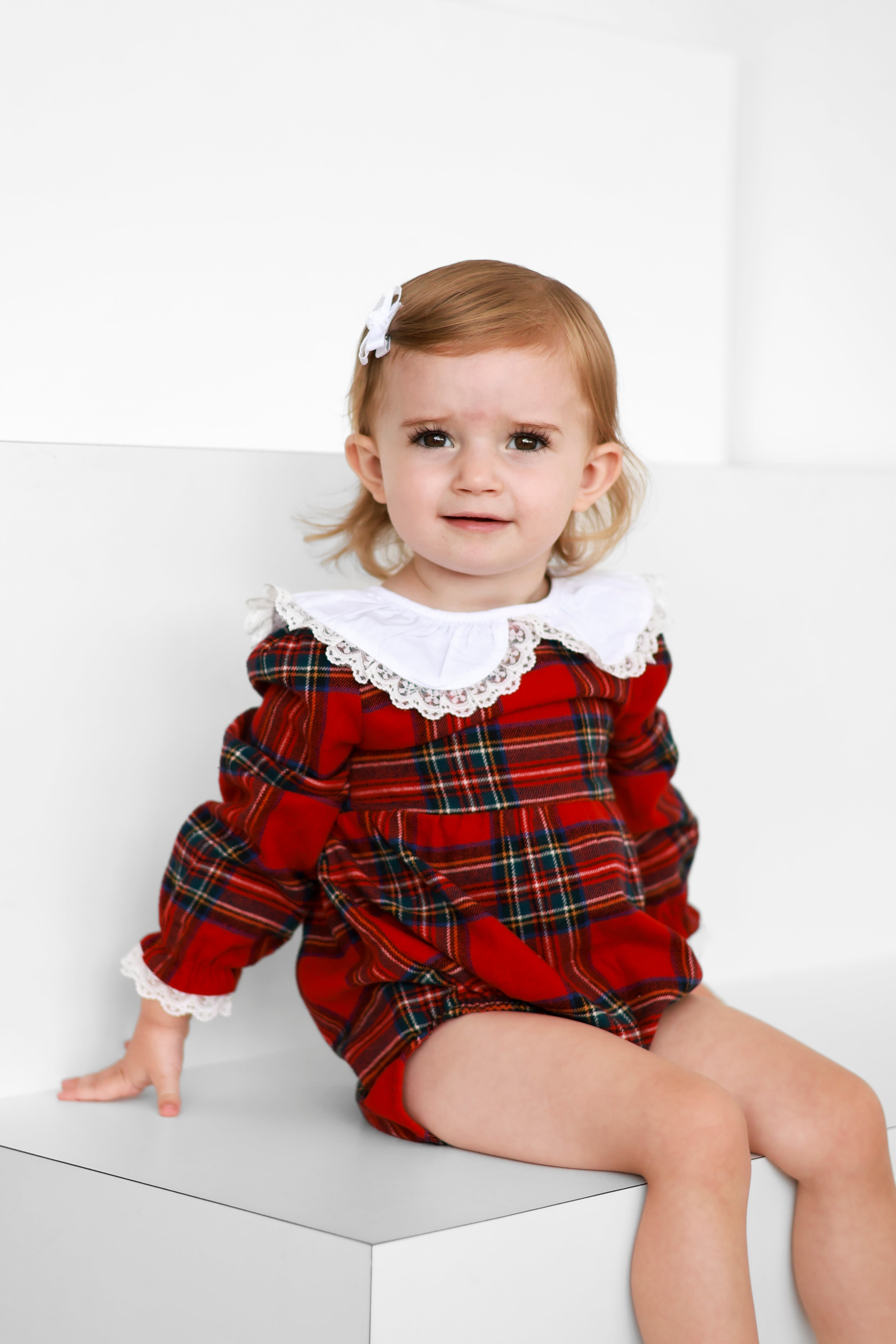 Ruby tartan tie back romper