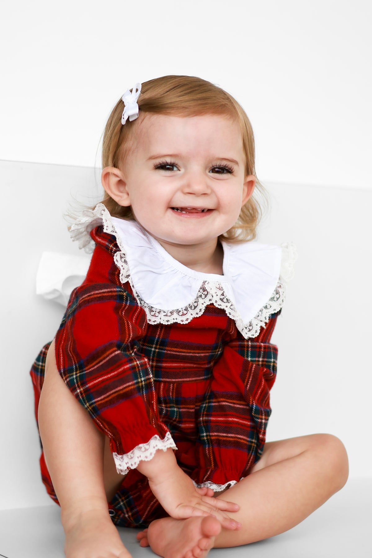 Ruby tartan tie back romper