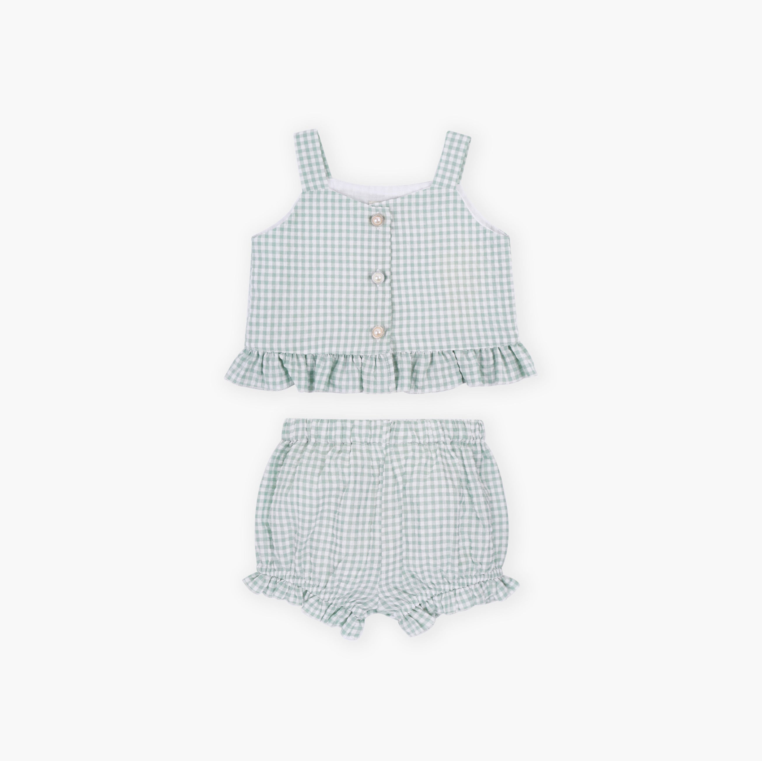 Sage gingham shorts two piece