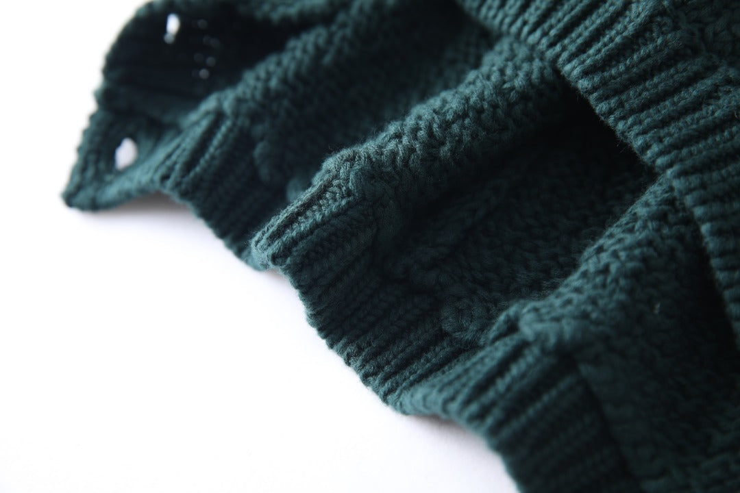 Jade green chunky knit romper